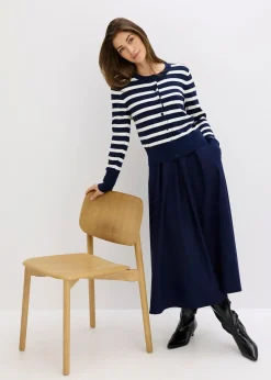 Femme bonprix Maille|Pulls & Gilets|Gilet en fine maille rayée