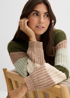 Femme bonprix Maille|Pulls & Gilets|Gilet en grosse maille à dégradé de couleurs