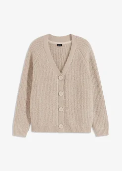 bonprix Gilet en grosse maille côtelée brillante|Femme Maille|Pulls & Gilets