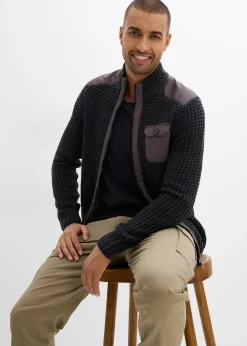 bonprix Gilet en grosse maille point de riz avec poche poitrine|Homme Pulls & Gilets