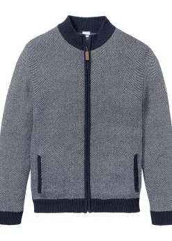 bonprix Gilet en maille 100% coton à col montant|Homme Pulls & Gilets