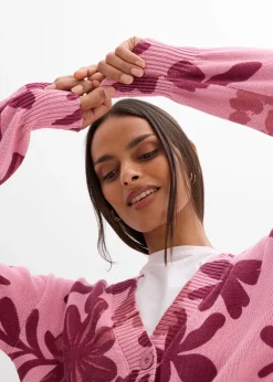 bonprix Gilet en maille à imprimé floral|Femme Maille|Pulls & Gilets