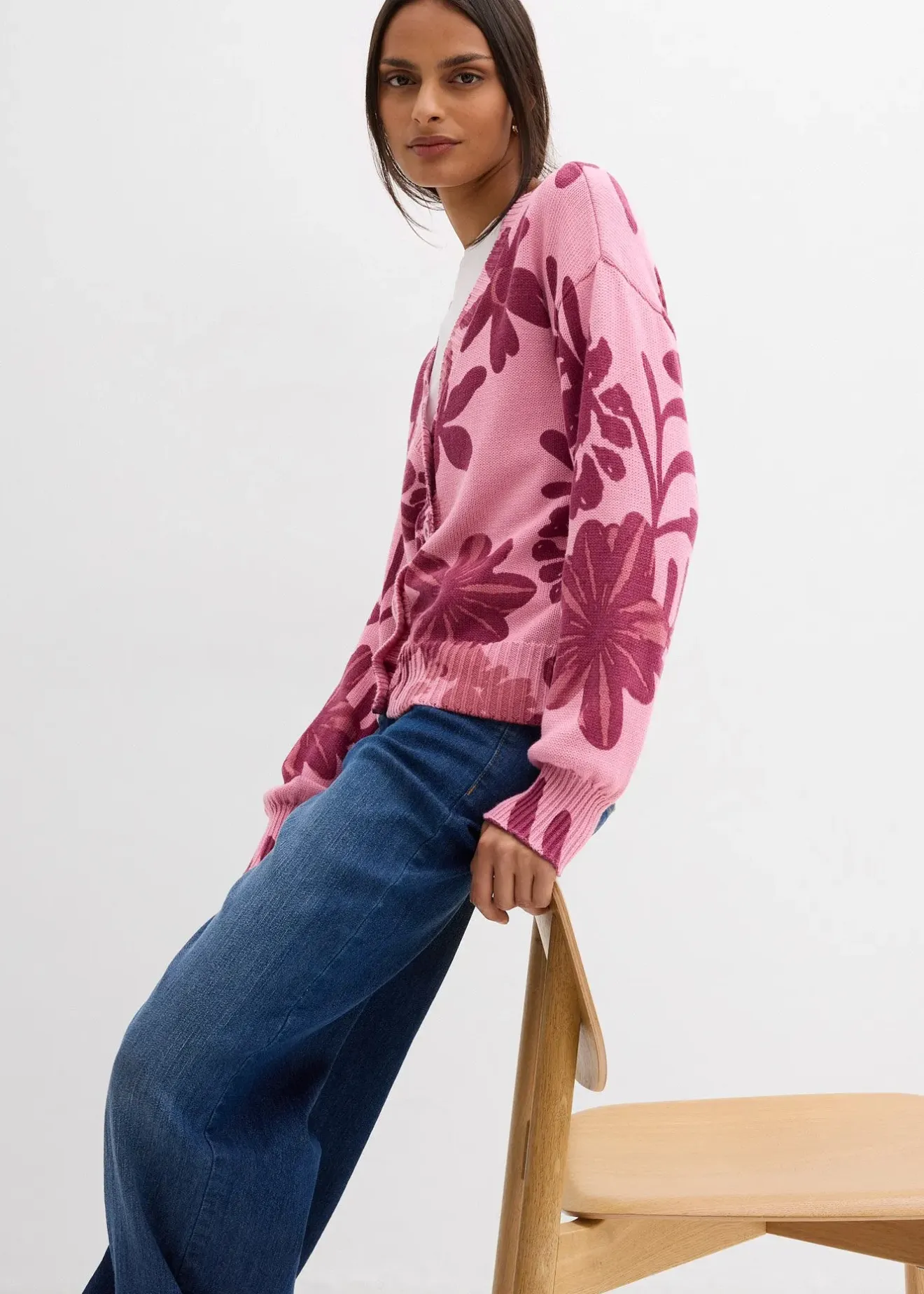 bonprix Gilet en maille à imprimé floral|Femme Maille|Pulls & Gilets