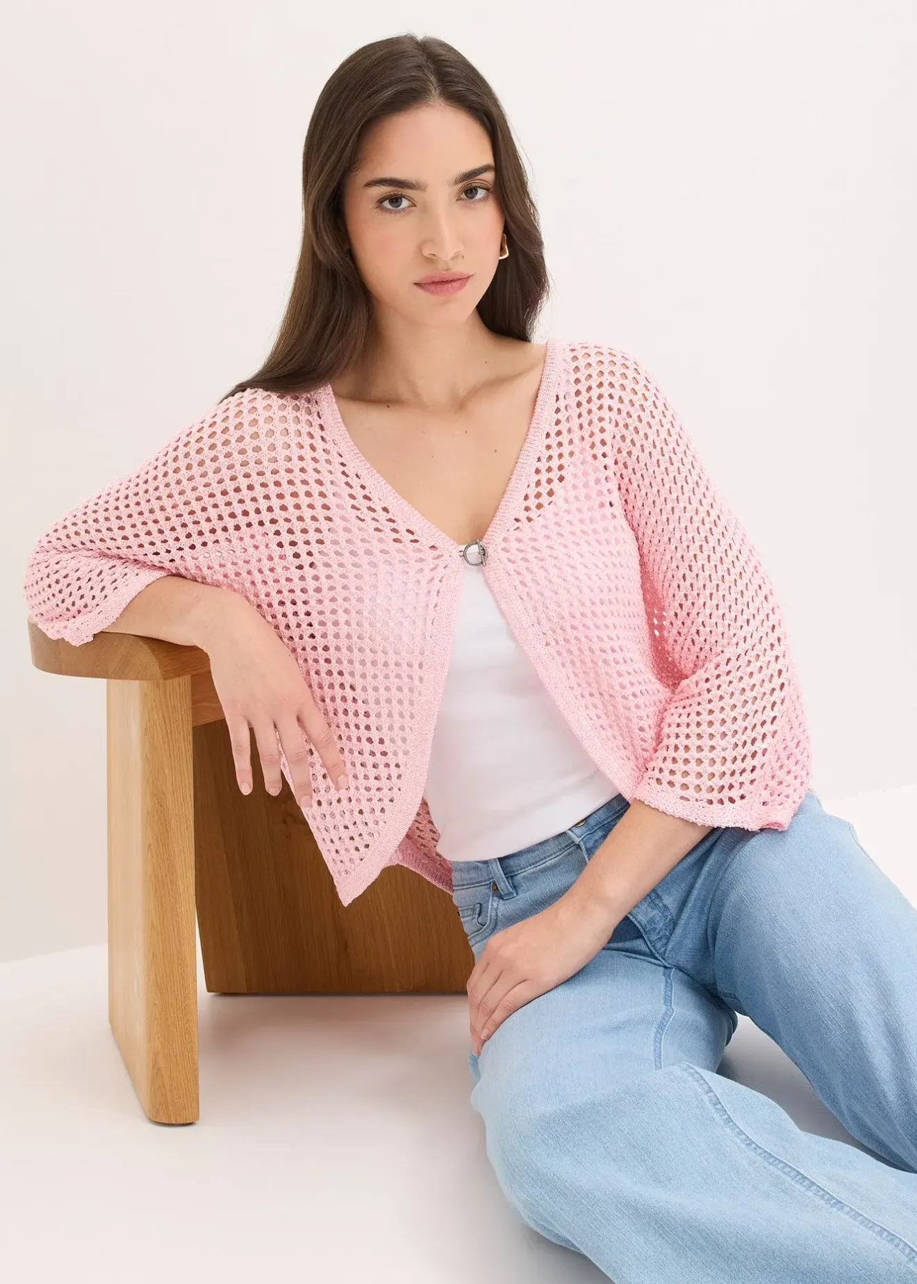 Femme bonprix Maille|Pulls & Gilets|Gilet en maille ajourée