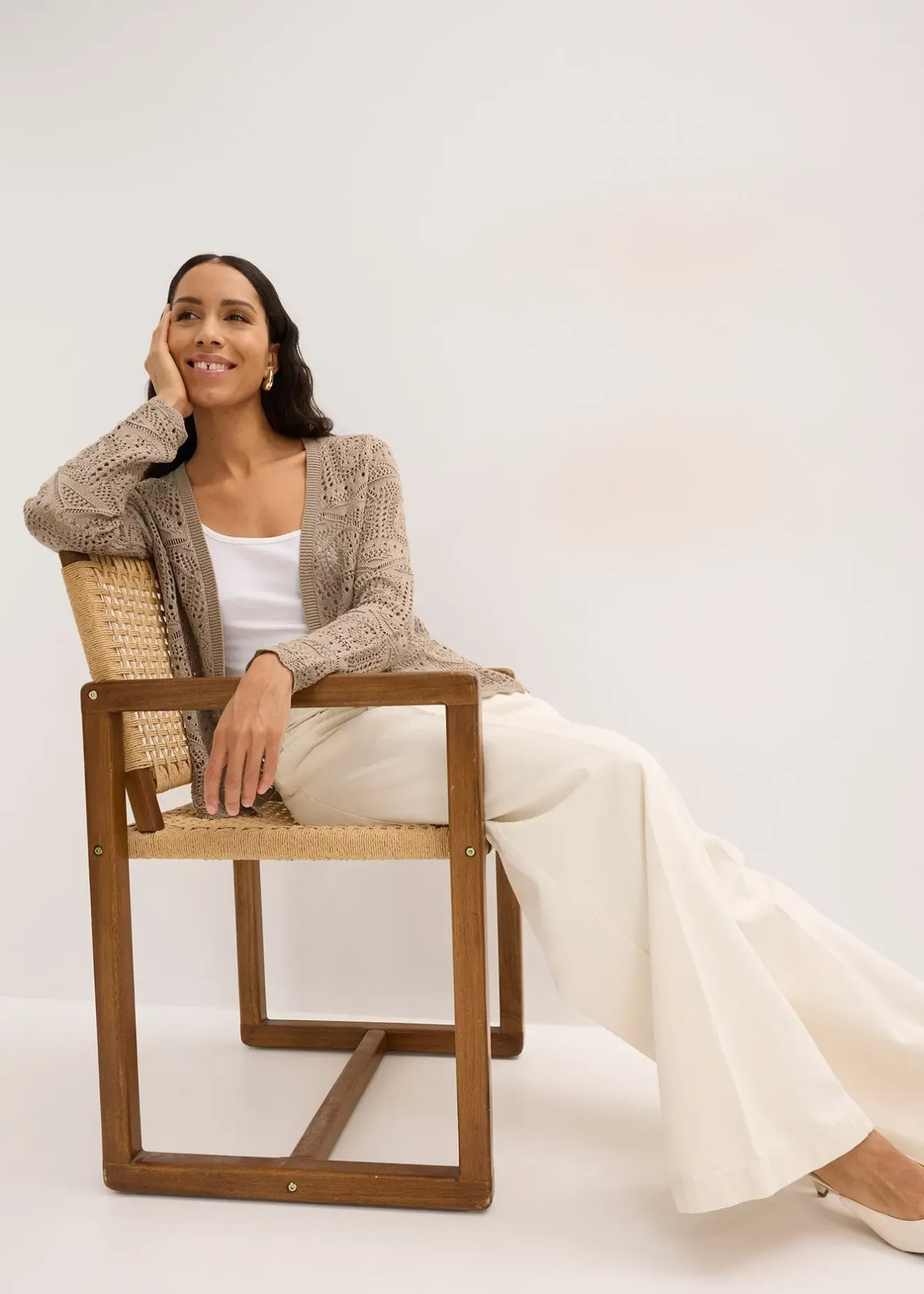 bonprix Gilet en maille ajourée|Femme Maille|Pulls & Gilets