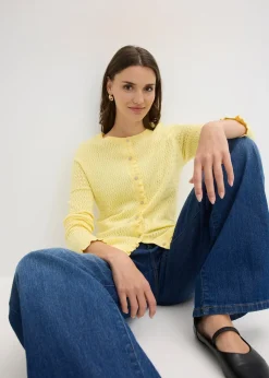 Femme bonprix Maille|Pulls & Gilets|Gilet en maille ajourée