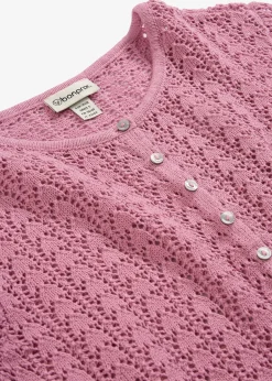 bonprix Gilet en maille ajourée 100% coton|Femme Maille|Pulls & Gilets