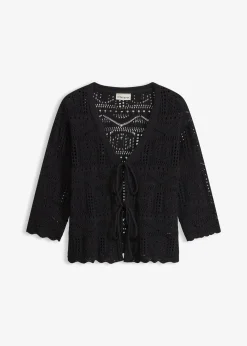 bonprix Gilet en maille ajourée à nouer|Femme Maille|Pulls & Gilets