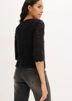 bonprix Gilet en maille ajourée à nouer|Femme Maille|Pulls & Gilets