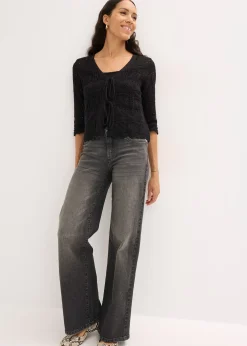 bonprix Gilet en maille ajourée à nouer|Femme Maille|Pulls & Gilets