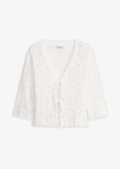 bonprix Gilet en maille ajourée à nouer|Femme Maille|Pulls & Gilets