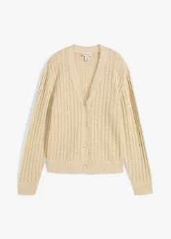 bonprix Gilet en maille ajourée avec lin|Femme Maille|Premium