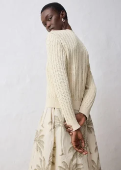 bonprix Gilet en maille ajourée avec lin|Femme Maille|Premium