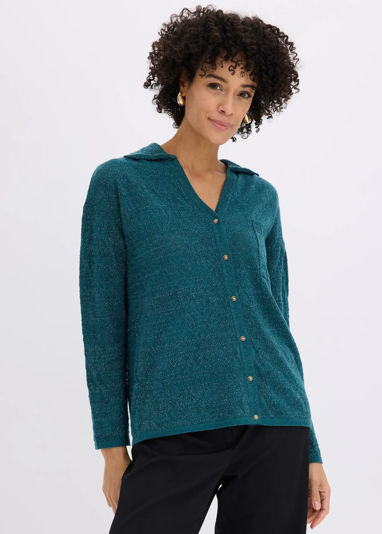 bonprix Gilet en maille ajourée avec fil brillant|Femme Maille|Pulls & Gilets