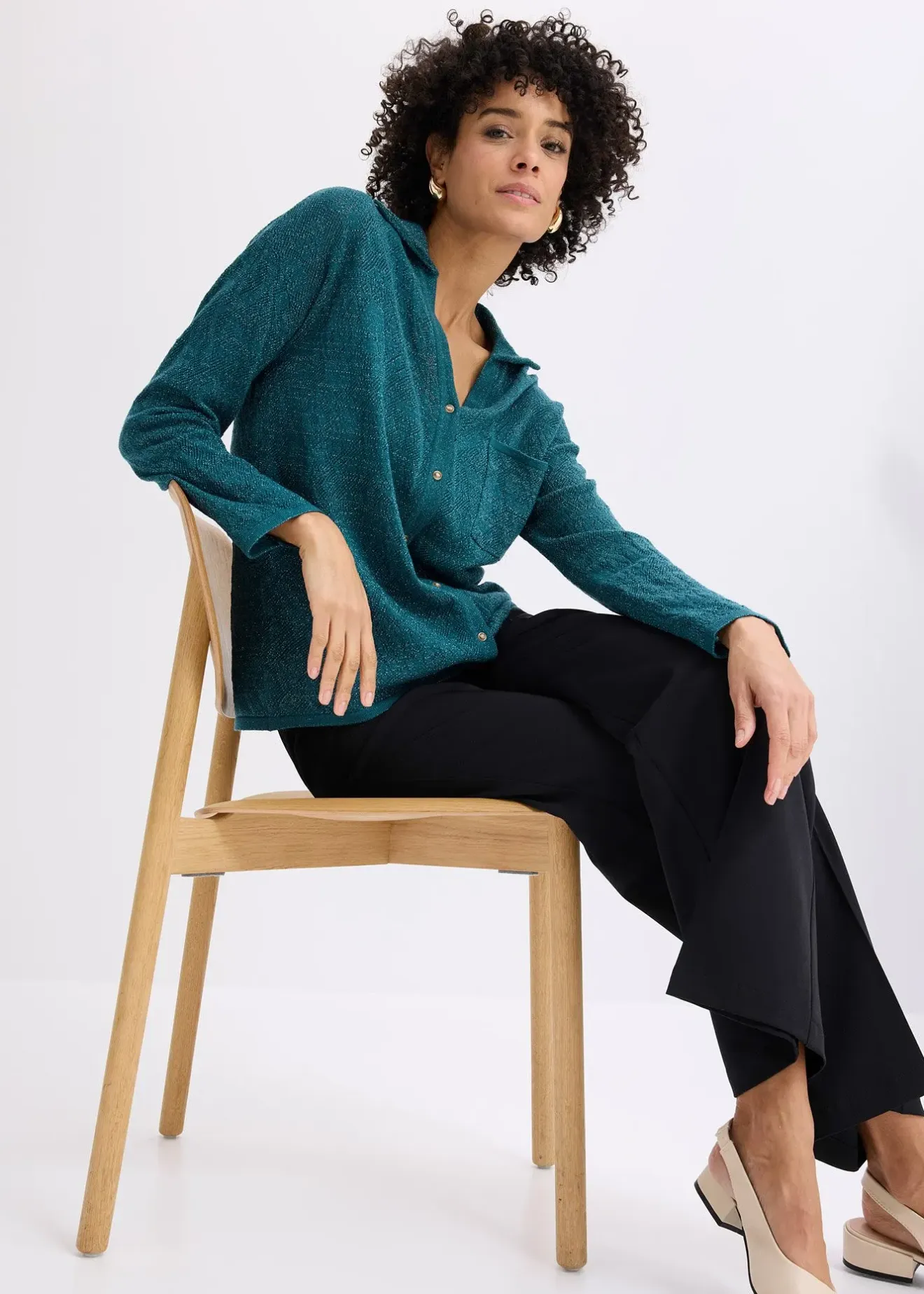 bonprix Gilet en maille ajourée avec fil brillant|Femme Maille|Pulls & Gilets