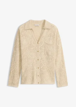 Femme bonprix Maille|Pulls & Gilets|Gilet en maille ajourée avec fil brillant