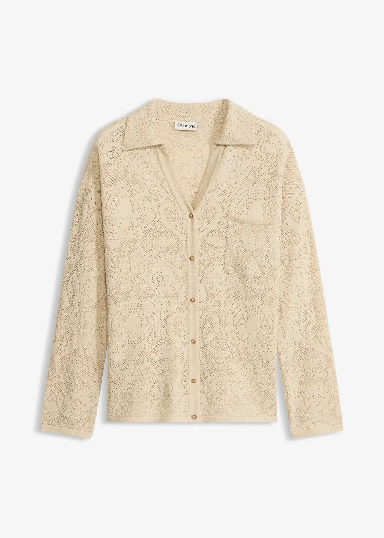 Femme bonprix Maille|Pulls & Gilets|Gilet en maille ajourée avec fil brillant