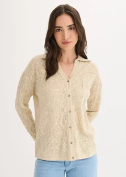 Femme bonprix Maille|Pulls & Gilets|Gilet en maille ajourée avec fil brillant