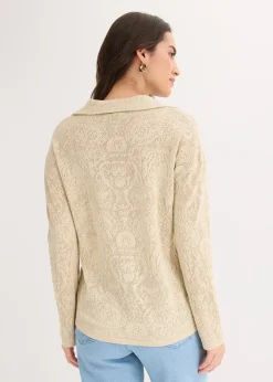 Femme bonprix Maille|Pulls & Gilets|Gilet en maille ajourée avec fil brillant