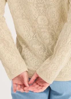 Femme bonprix Maille|Pulls & Gilets|Gilet en maille ajourée avec fil brillant