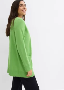 Femme bonprix Maille|Basiques|Gilet en maille avec poches, manches longues