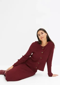 bonprix Gilet en maille côtelée, viscose majoritaire|Femme Maille|Pulls & Gilets