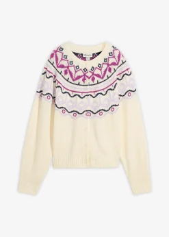 bonprix Gilet en maille oversize à motif norvégien|Femme Pulls & Gilets