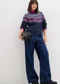 Femme bonprix Pulls & Gilets|Gilet en maille oversize à motif norvégien