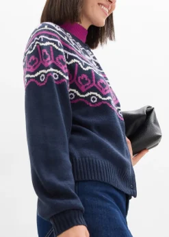 Femme bonprix Pulls & Gilets|Gilet en maille oversize à motif norvégien