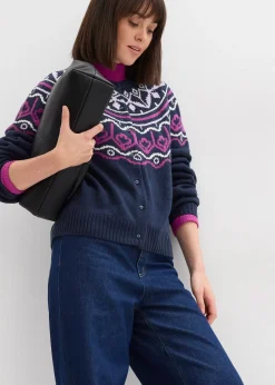 Femme bonprix Pulls & Gilets|Gilet en maille oversize à motif norvégien