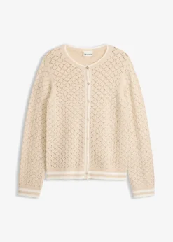 Femme bonprix Maille|Pulls & Gilets|Gilet en maille poilue ajourée