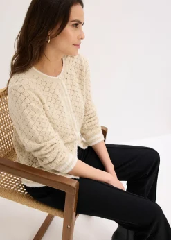 Femme bonprix Maille|Pulls & Gilets|Gilet en maille poilue ajourée