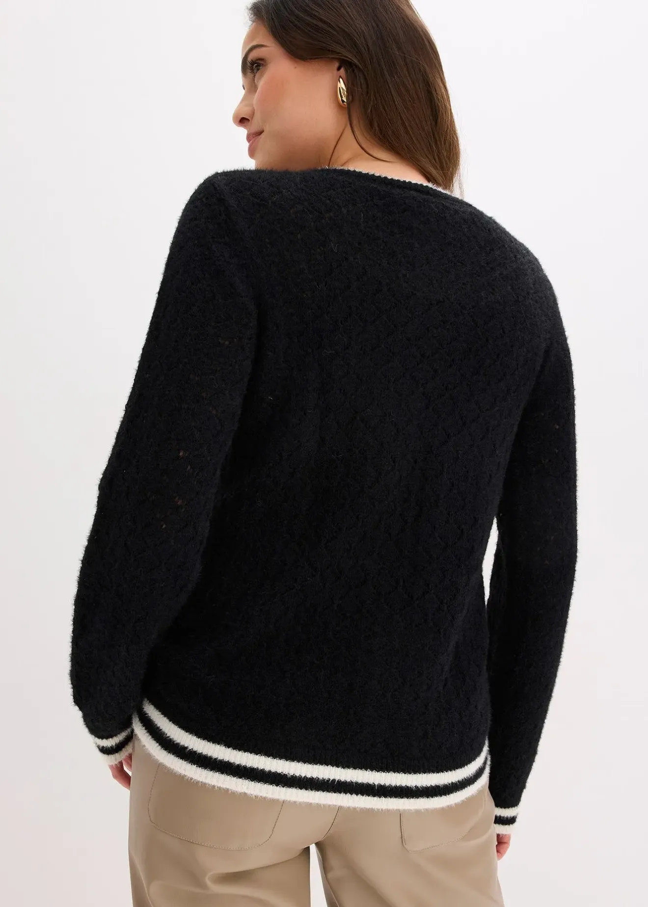 bonprix Gilet en maille poilue ajourée|Femme Maille|Pulls & Gilets