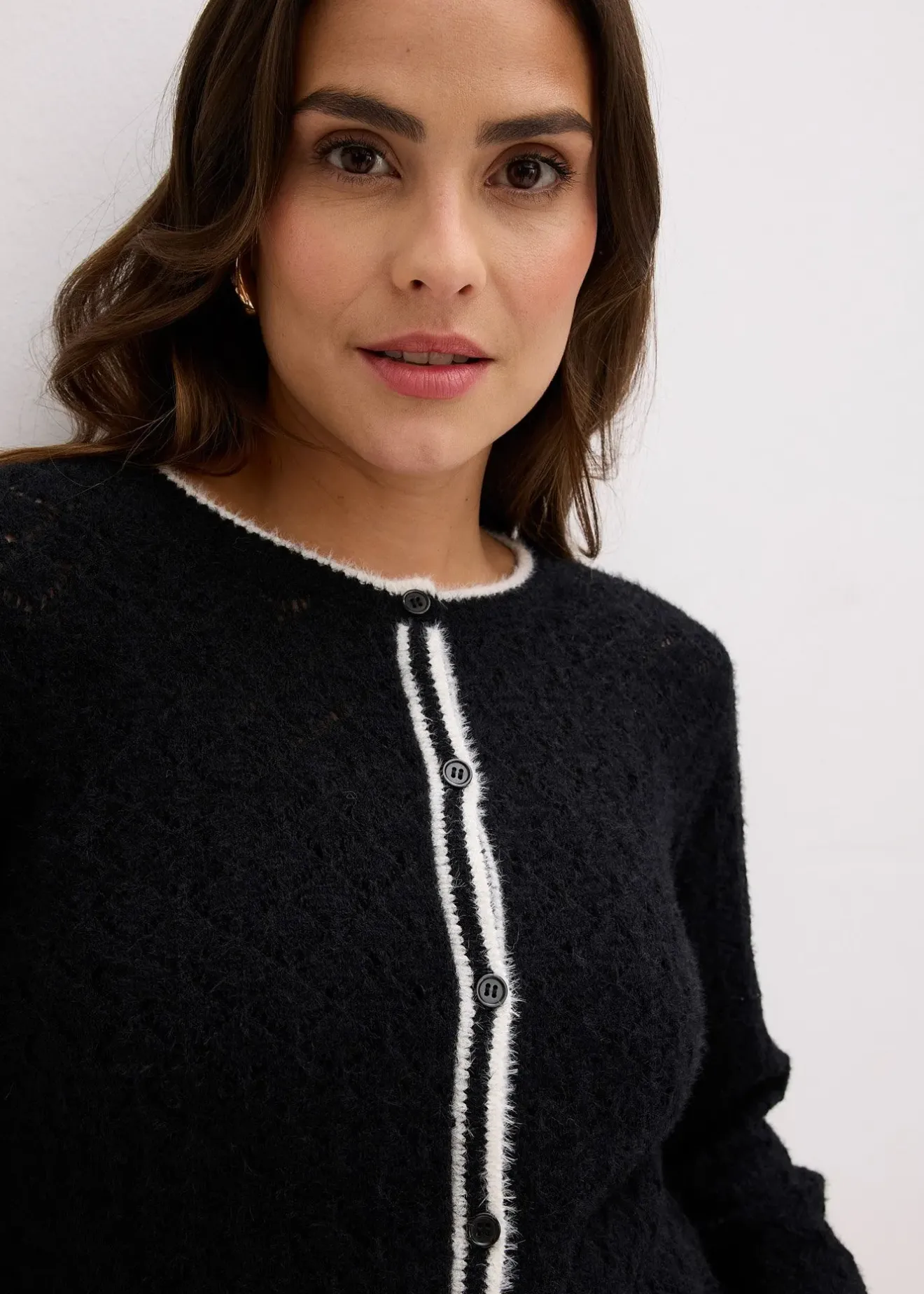 bonprix Gilet en maille poilue ajourée|Femme Maille|Pulls & Gilets