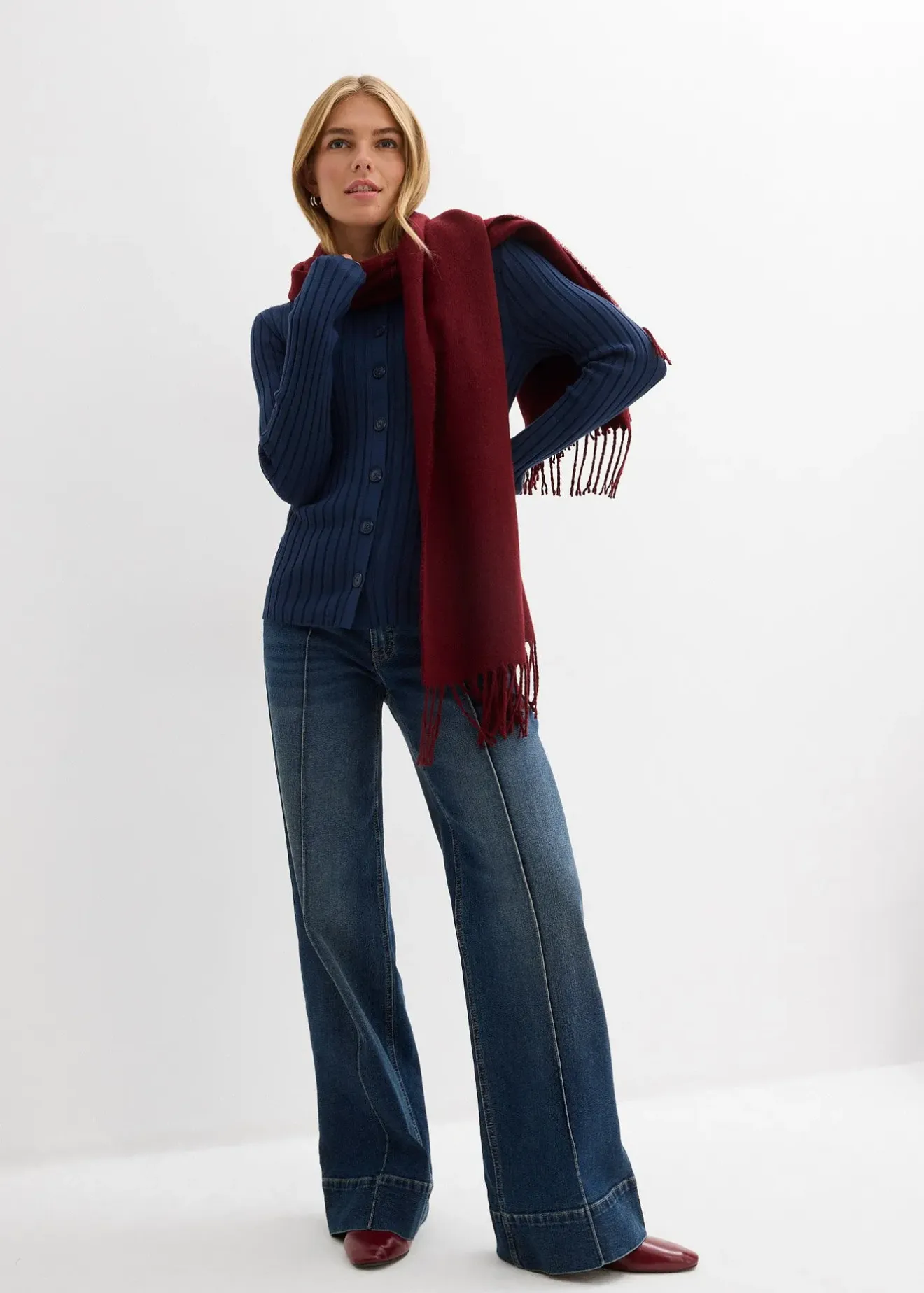 Femme bonprix T-Shirts & Tops|Gilet fluide en maille côtelée