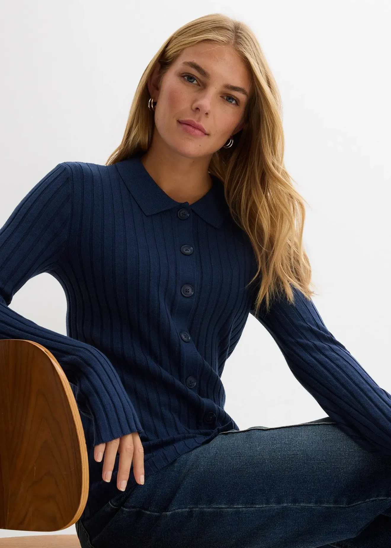 Femme bonprix T-Shirts & Tops|Gilet fluide en maille côtelée