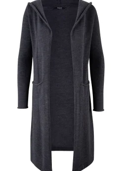 Femme bonprix Maille|Pulls & Gilets|Gilet long en maille à capuche