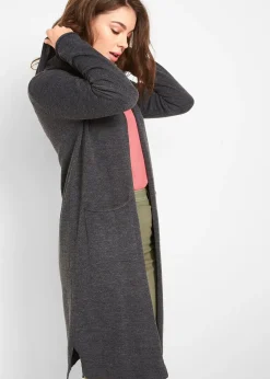 Femme bonprix Maille|Pulls & Gilets|Gilet long en maille à capuche