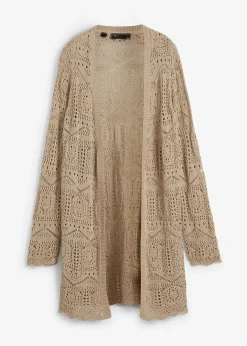 Femme bonprix Maille|Pulls & Gilets|Gilet long en maille ajourée