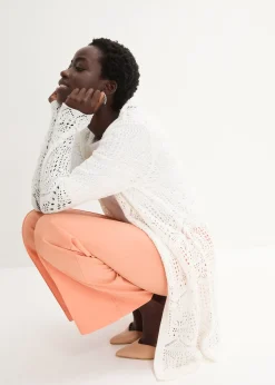 bonprix Gilet long en maille ajourée|Femme Maille|Pulls & Gilets