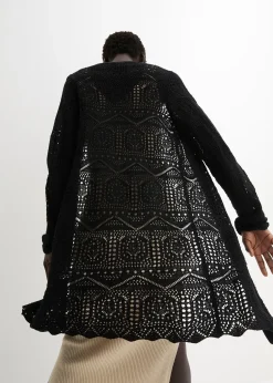 bonprix Gilet long en maille ajourée|Femme Maille|Pulls & Gilets