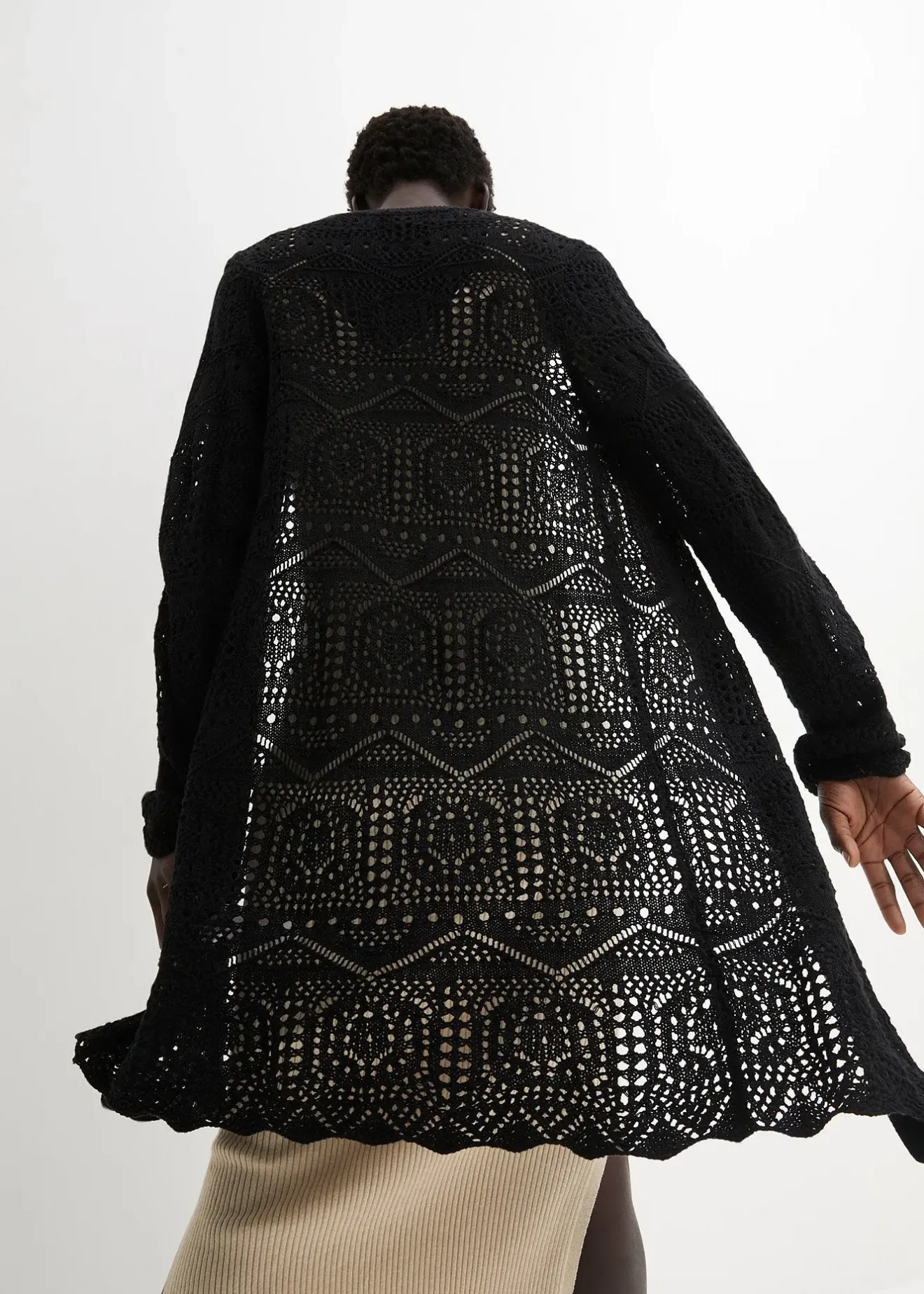 bonprix Gilet long en maille ajourée|Femme Maille|Pulls & Gilets