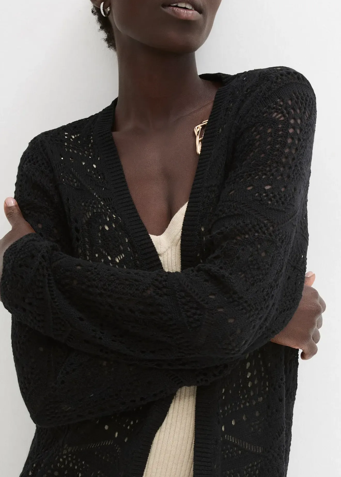 bonprix Gilet long en maille ajourée|Femme Maille|Pulls & Gilets