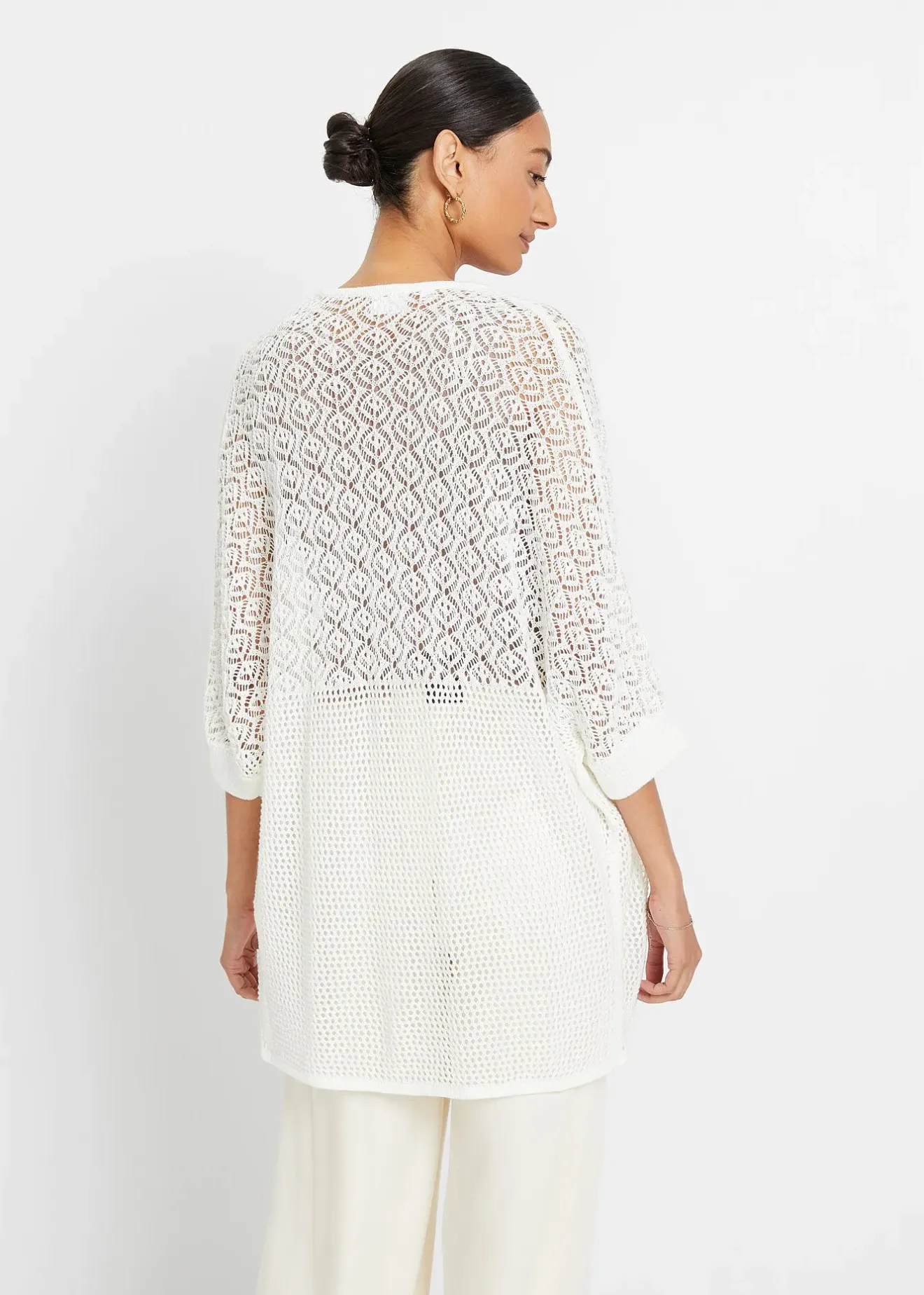 bonprix Gilet long en maille ajourée|Femme Maille|Pulls & Gilets