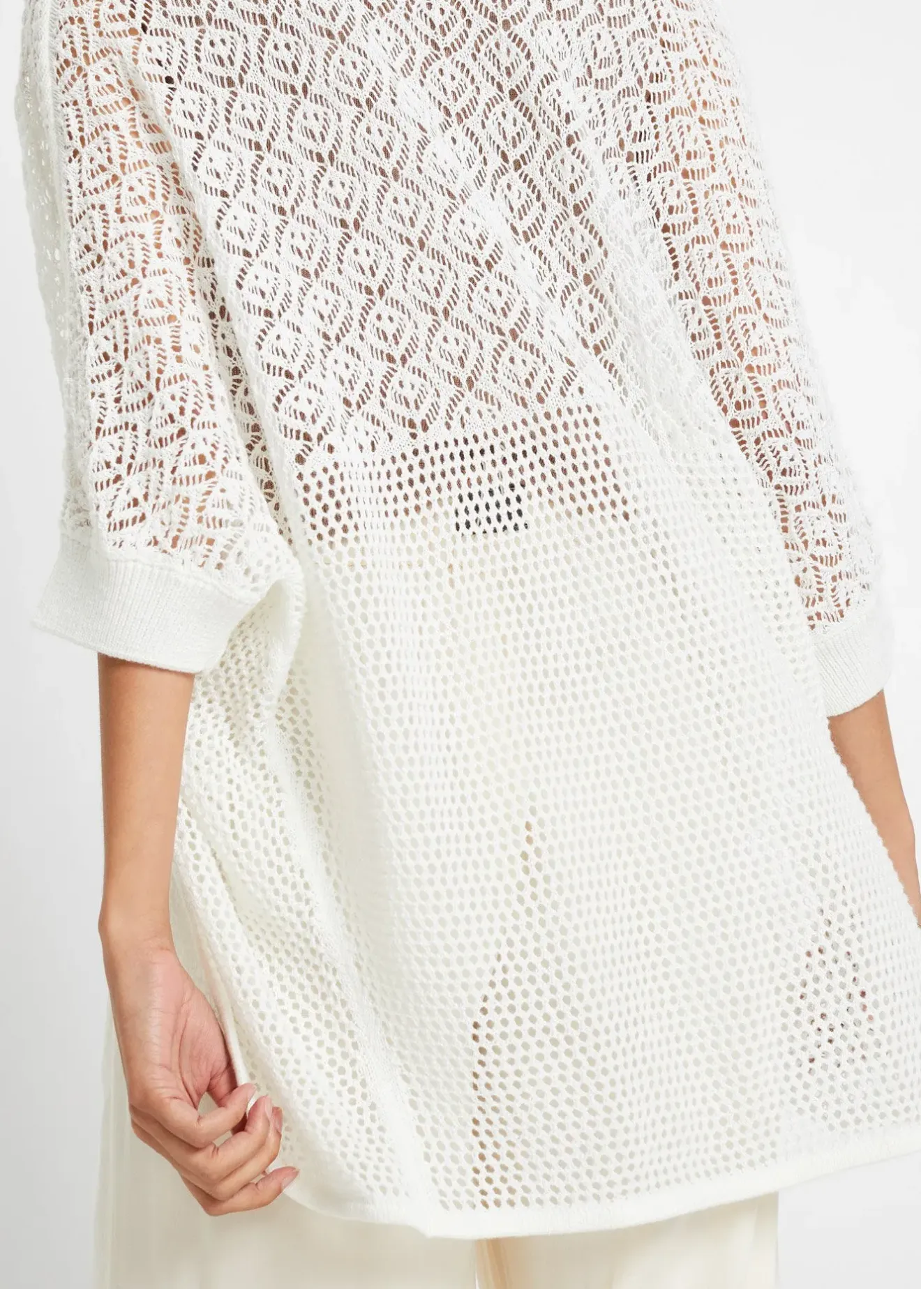 bonprix Gilet long en maille ajourée|Femme Maille|Pulls & Gilets