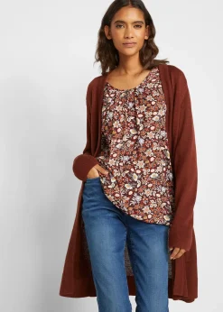 Femme bonprix Maille|Basiques|Gilet long en maille, manches longues