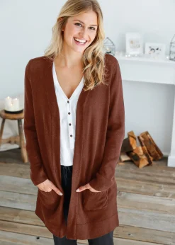 Femme bonprix Maille|Basiques|Gilet long en maille, manches longues