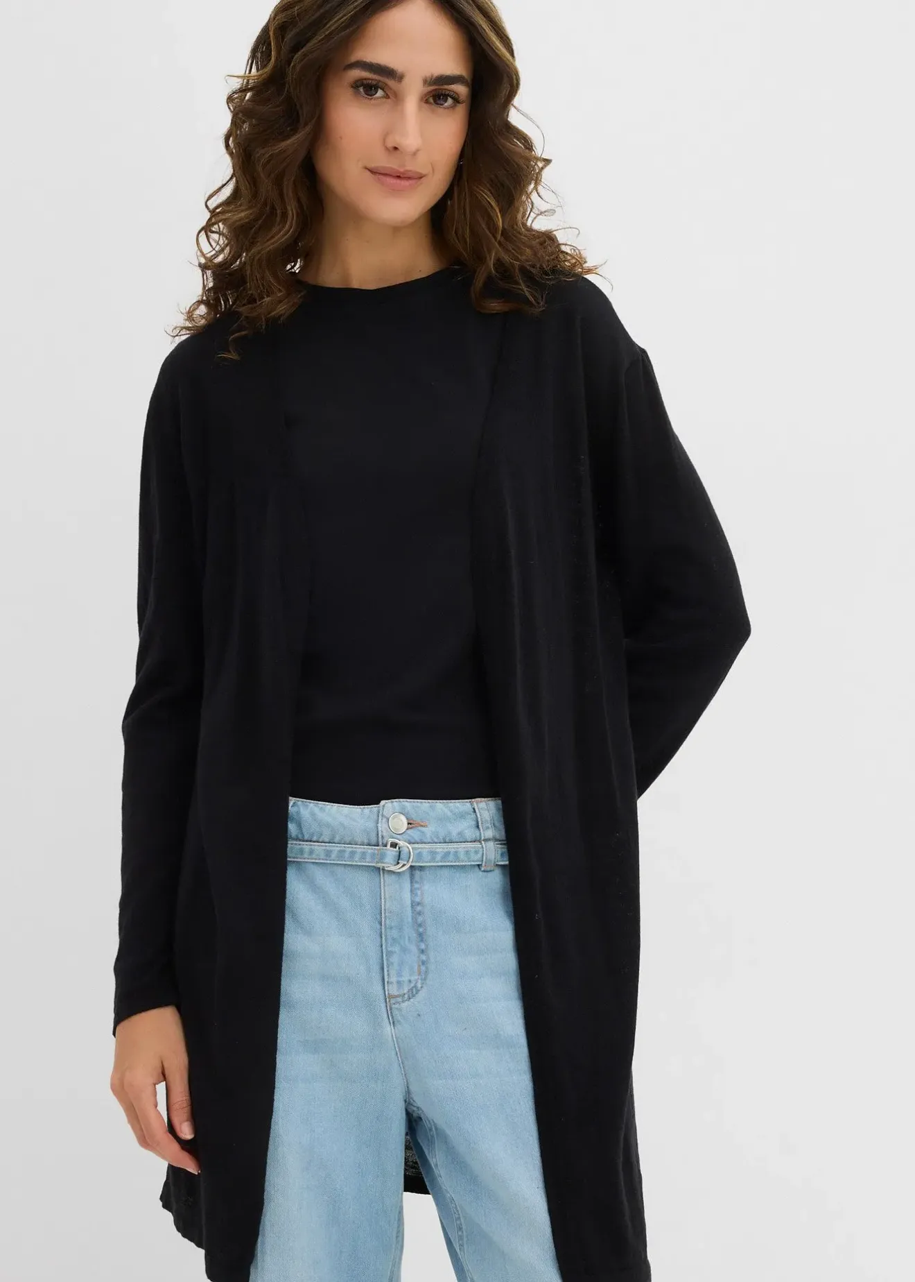 bonprix Gilet long en maille, ouvert|Femme Maille|Basiques