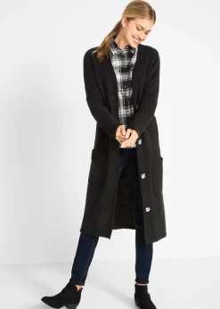 bonprix Gilet long en maille, poches plaquées|Femme Maille|Pulls & Gilets