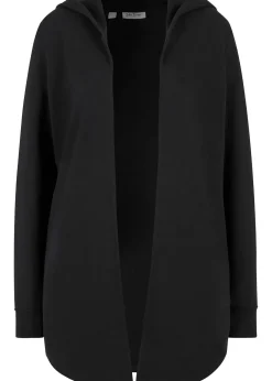 Femme bonprix Sweats|Gilet long en molleton de coton mélangé